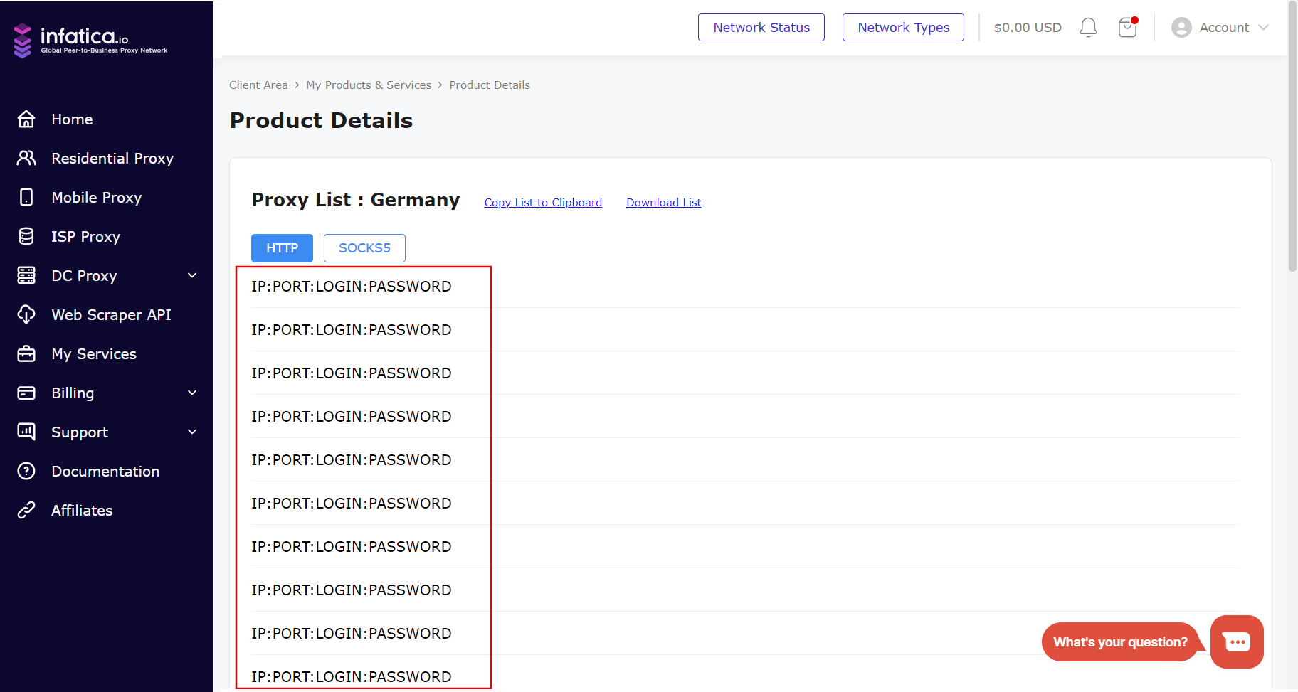DC proxy list