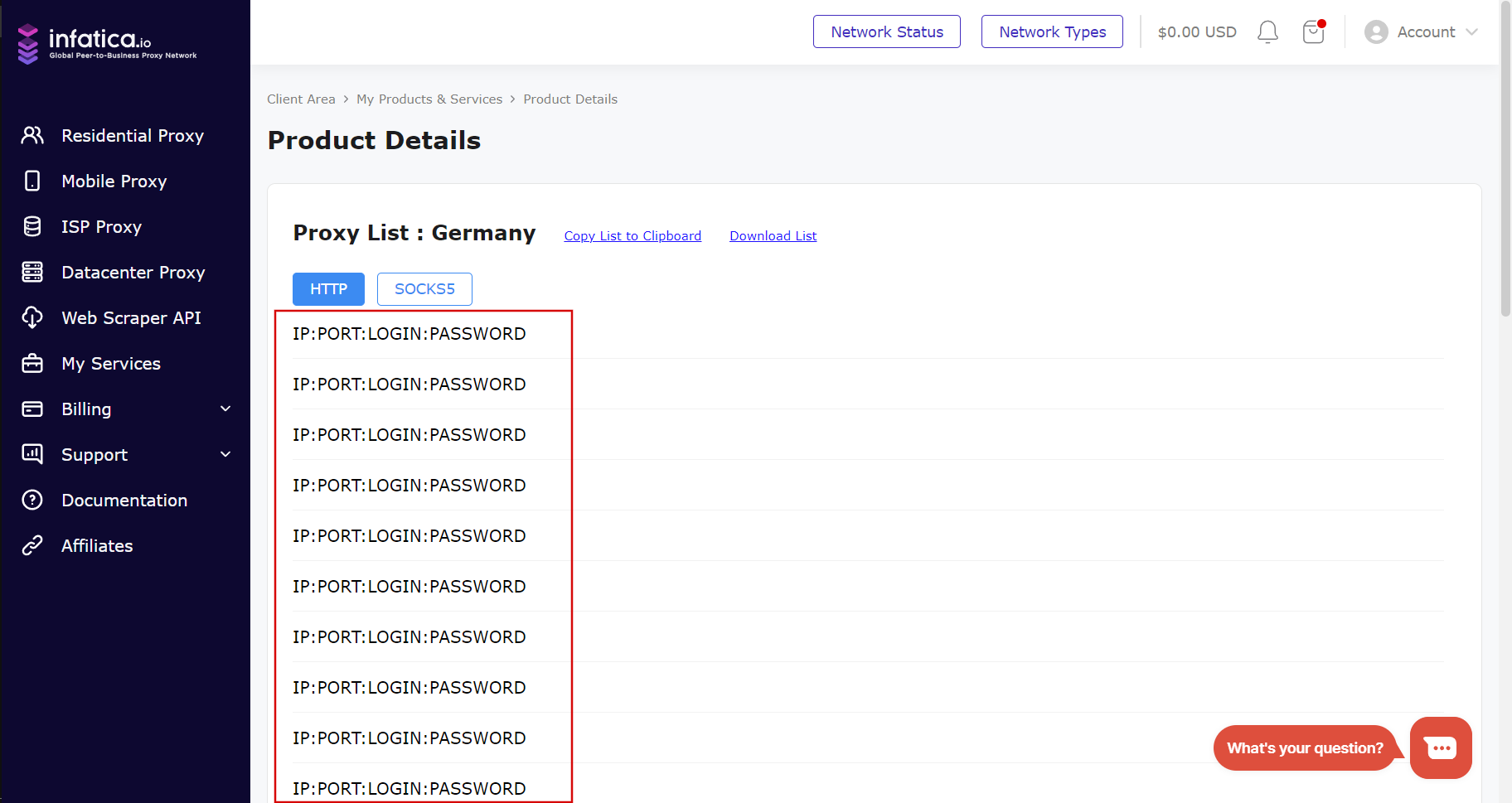 isp proxy list
