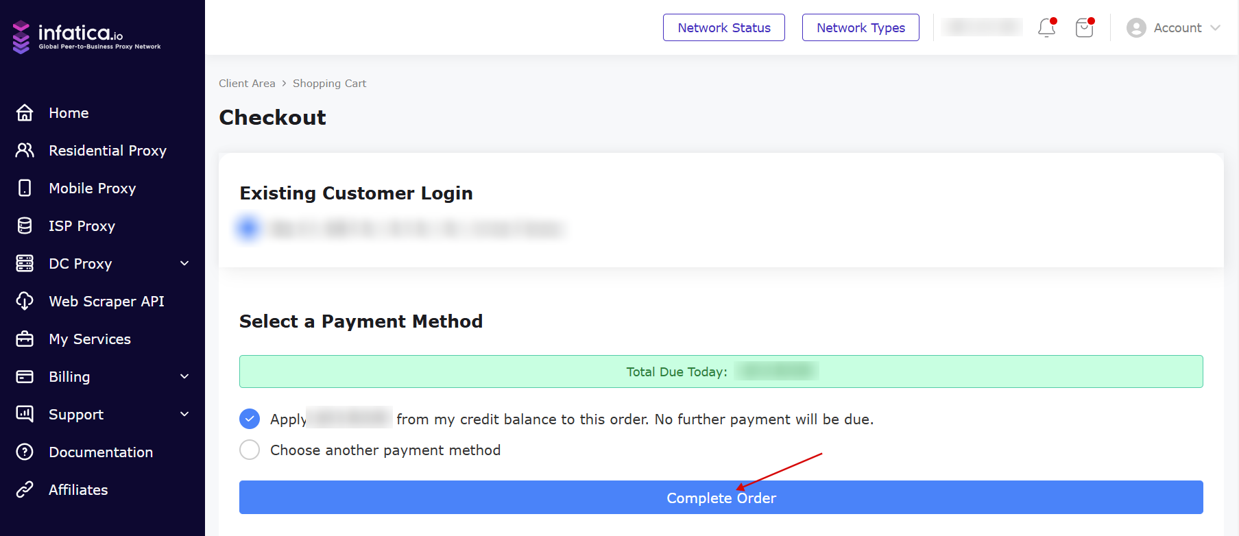 dashboard checkout